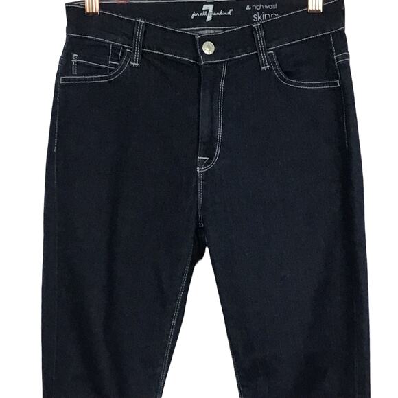 NEW NWOT 7FAM 7 For All Mankind Dark Rinse High Waist Skinny Jeans sz 27 x 30 - Picture 8 of 10